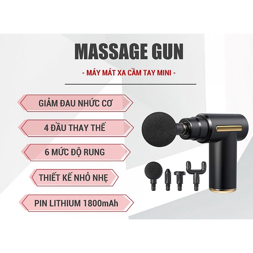 Máy Massage Cầm Tay Mini, Súng Massage Cầm Tay Mini Toàn Thân 6 Cấp Độ Chuyên Sâu Đa Năng giãn cơ hiệu quả