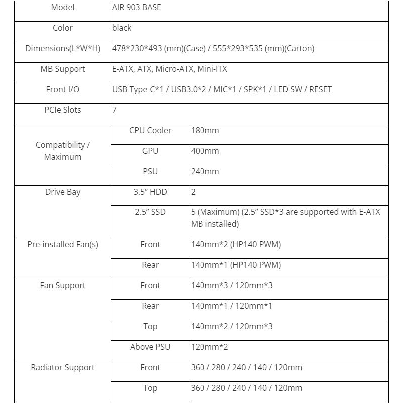 Vỏ Case MONTECH AIR 903 BASE BLACK