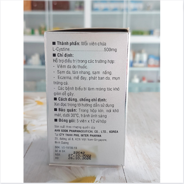 Viên uống tổng hợp làm đẹp da tóc móng L-cystine hộp 60 viên