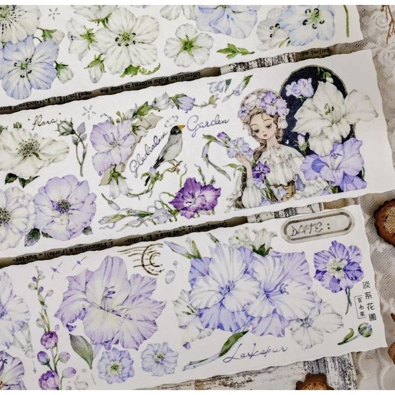 Krisna.room ♡ BCJ Studio- Chu kì 100cm cuộn băng dán PET tape hoa trắng