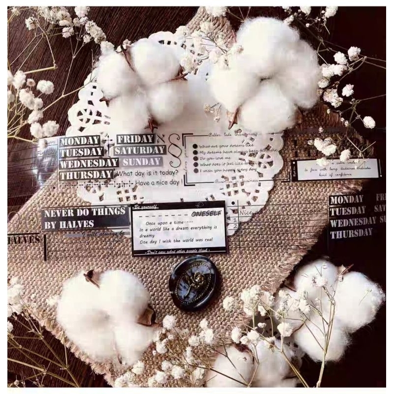 Krisna.room ♡ LLX studio- Chu kì 100cm cuộn băng dán PET tape dải chữ trang trí sổ