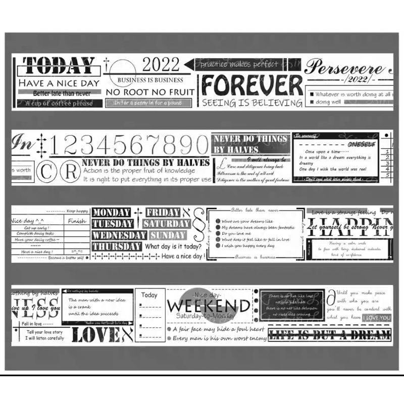 Krisna.room ♡ LLX studio- Chu kì 100cm cuộn băng dán PET tape dải chữ trang trí sổ