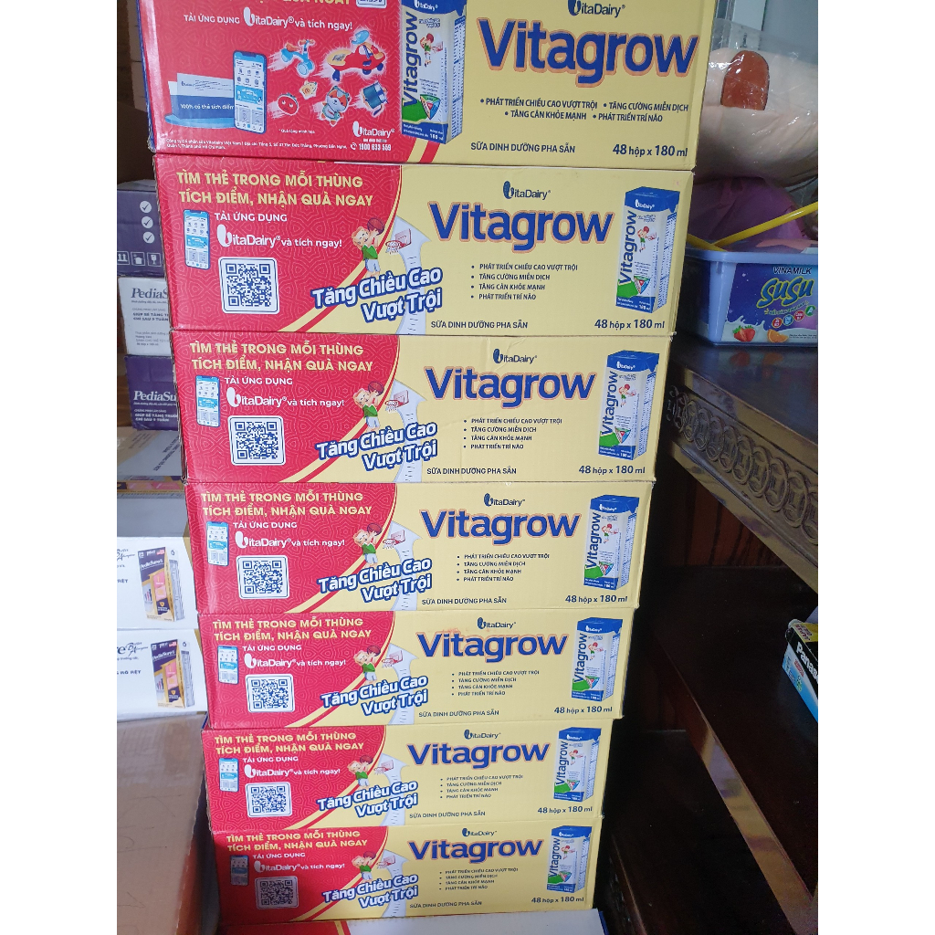 Thùng 48 Hộp SBPS Vitagrow Hộp 180ml Phát Triển Chiều Cao.
