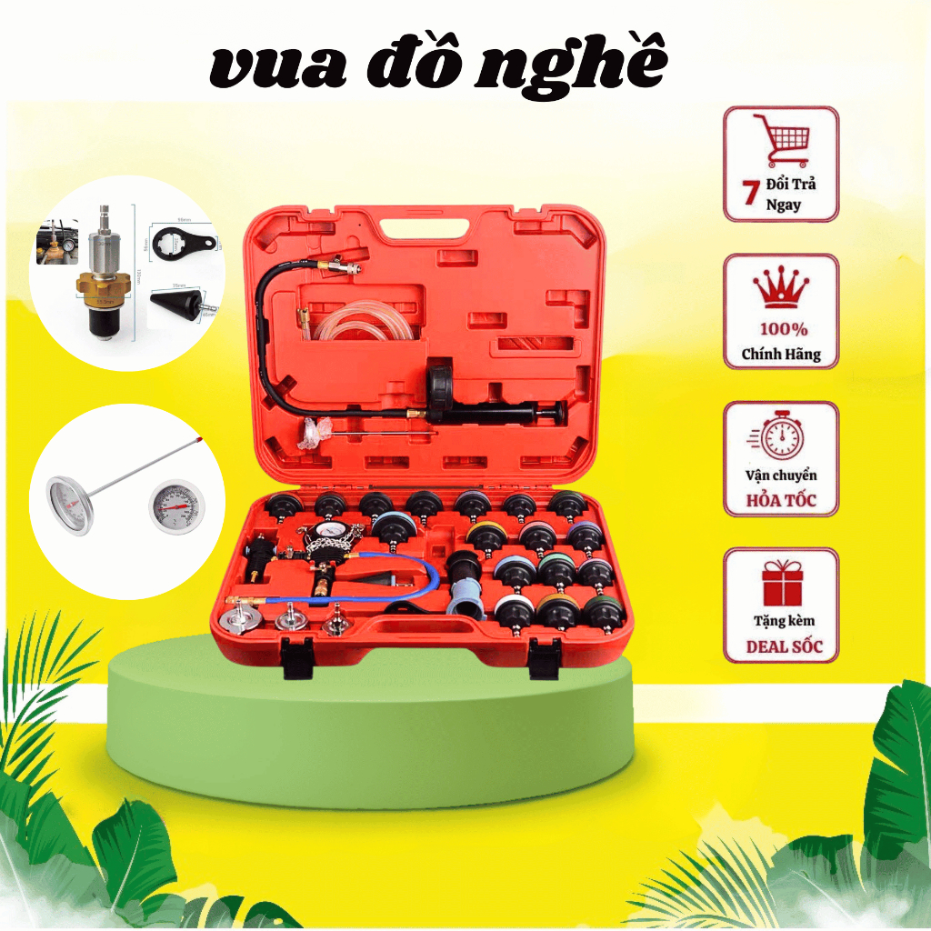 Bộ thử kín két nước VUA ĐỒ NGHỀ kiểm tra rò rỉ két nước 27 chi tiết
