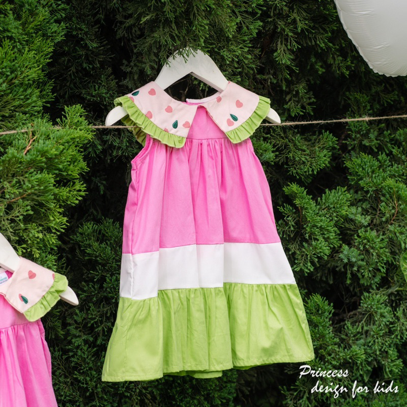 Váy bé gái 8-26kg (1-7T) Váy dưa hấu phối 3 tùng