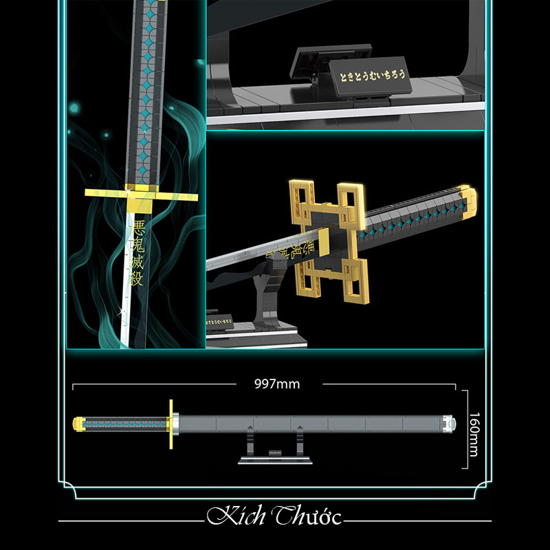 Đồ Chơi Lắp Ráp Mô Hình Kiếm Katana Nhật Luân kiếm Của Hà Trụ Tokito Muichiro Trong Kimetsu no Yaiba DK1515 Với 771+ PCS