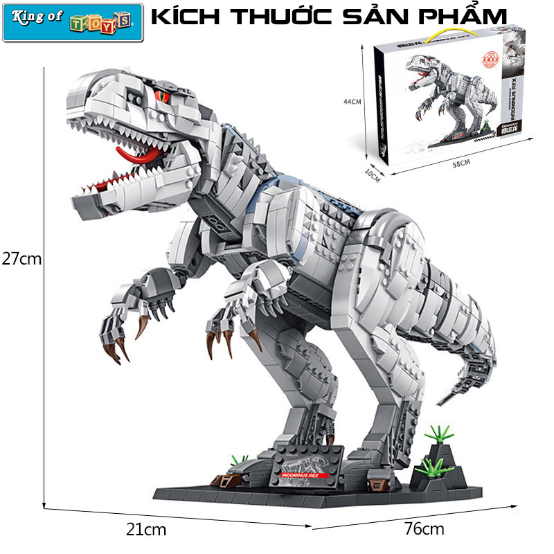 Đồ Chơi Lắp Ráp Kiểu Lego Mô Hình Khủng Long Bạo Chúa Tyrannosaurus T-Rex Model 611001, 611002 Với 1813 Mảnh Ghép