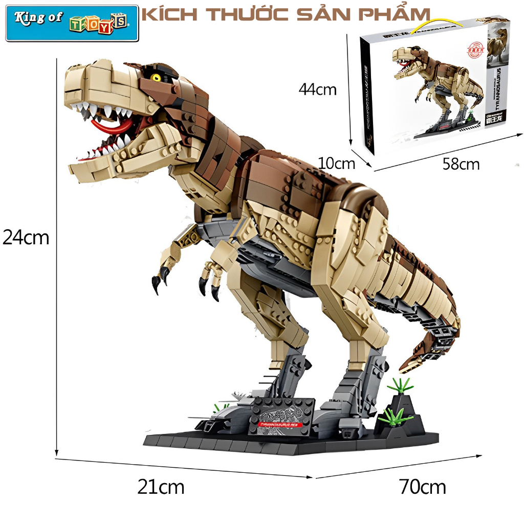 Đồ Chơi Lắp Ráp Kiểu Lego Mô Hình Khủng Long Bạo Chúa Tyrannosaurus T-Rex Model 611001, 611002 Với 1813 Mảnh Ghép