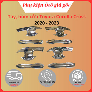 Ốp tay nắm, hõm cửa xe Toyota Corolla Cross 2020 - 2022, 2022, 2023, 2024 mạ crom cao cấp, sáng bóng
