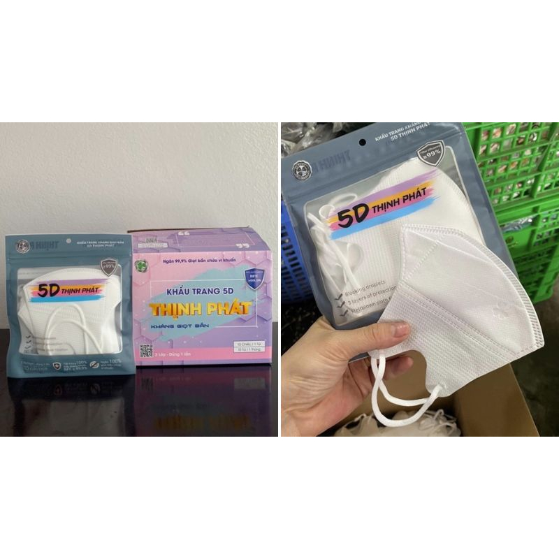 Free Ship -  100 cái khẩu trang 5D Thịnh Phát hàng 3 lớp chính hãng giá tại xưởng