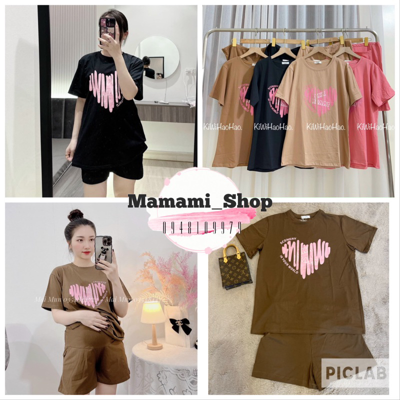 Bộ Đồ Bầu Mặc Nhà Cotton Tim (HÀNG LOẠI 1)