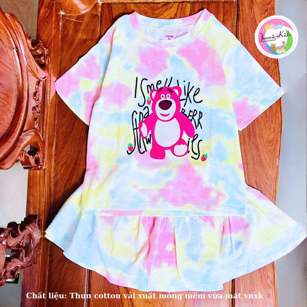 Set áo và váy loang dành cho bé gái size đại 30 đến 50kg thun cotton xuất dư vnxk jennie kids J572