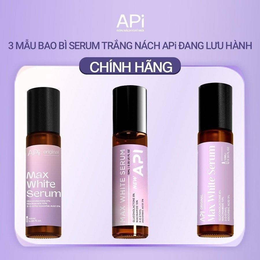 Khử mùi giảm thâm nách API, Son nách API, lăn nách mờ thâm, cấp ẩm, Combo khử mùi 10ml + trắng nách 10ml API