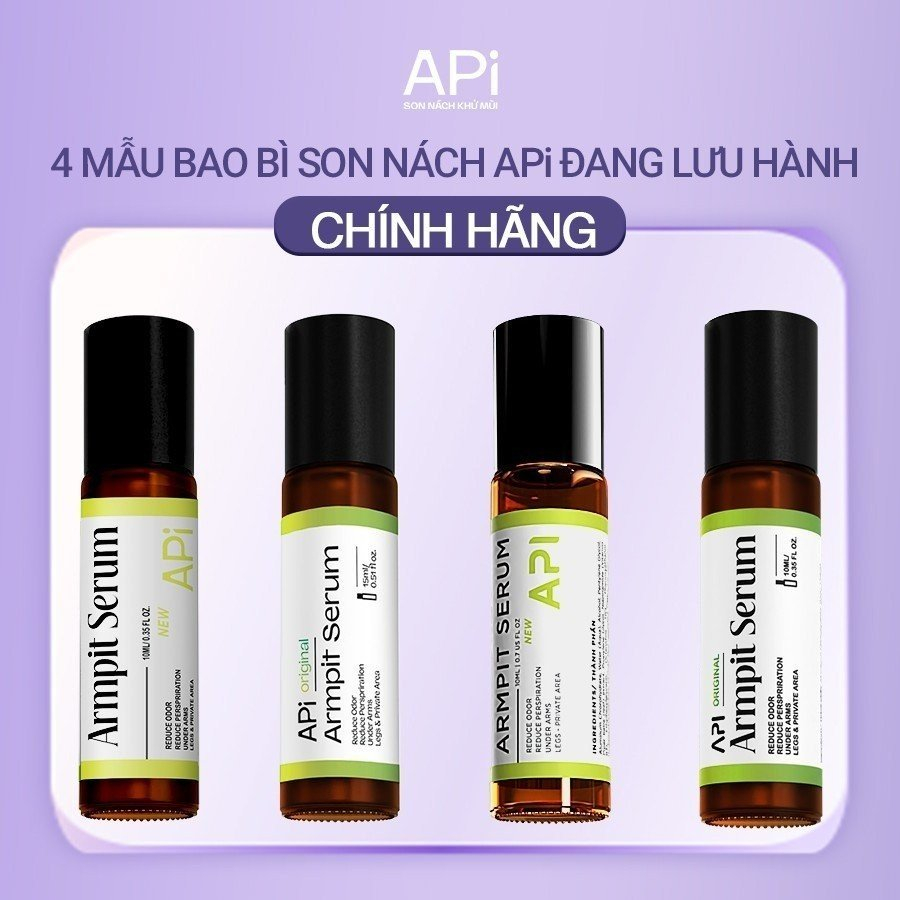 Khử mùi giảm thâm nách API, Son nách API, lăn nách mờ thâm, cấp ẩm, Combo khử mùi 10ml + trắng nách 10ml API