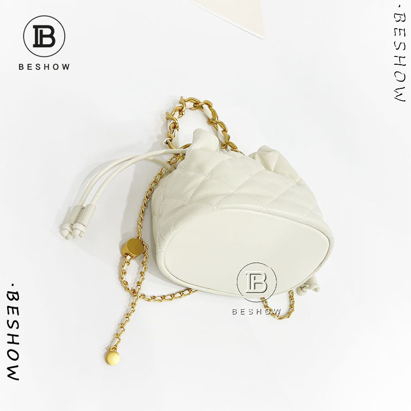 Túi nữ BESHOW, túi da hàng hiệu, túi mini, túi bucket, túi cao cấp, dây rút thời trang đa năng