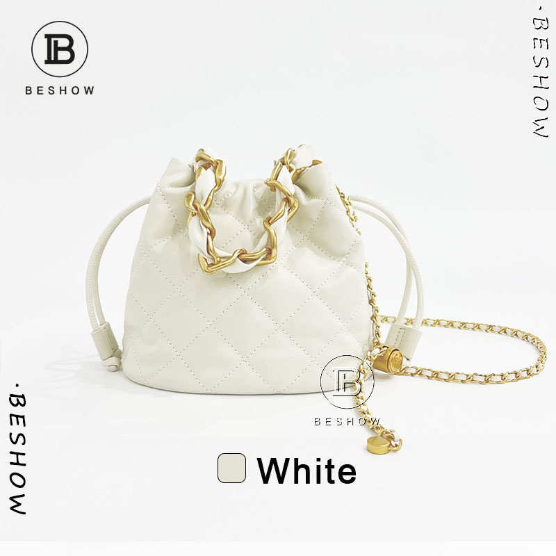 Túi nữ BESHOW, túi da hàng hiệu, túi mini, túi bucket, túi cao cấp, dây rút thời trang đa năng
