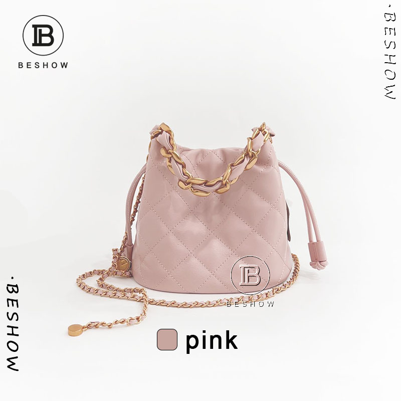 Túi nữ BESHOW, túi da hàng hiệu, túi mini, túi bucket, túi cao cấp, dây rút thời trang đa năng