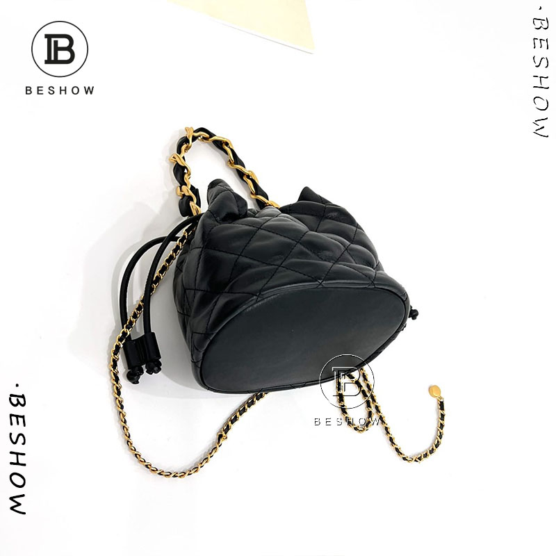 Túi nữ BESHOW, túi da hàng hiệu, túi mini, túi bucket, túi cao cấp, dây rút thời trang đa năng