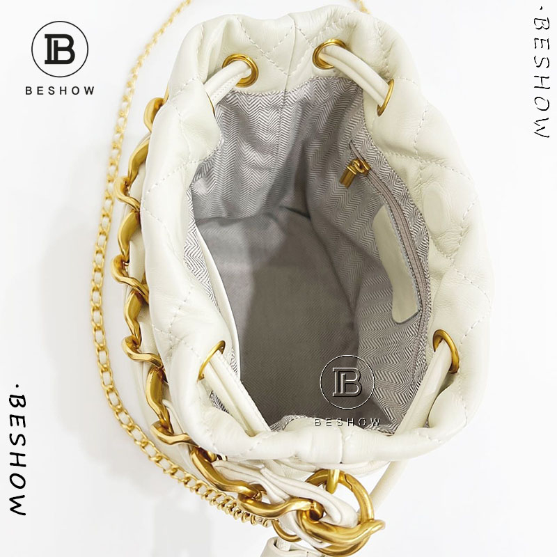 Túi nữ BESHOW, túi da hàng hiệu, túi mini, túi bucket, túi cao cấp, dây rút thời trang đa năng