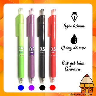 Bút gel bấm 0.5mm cenvava mini - 1200 mực tím - xanh - đen - đỏ