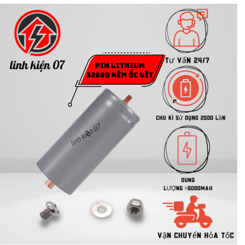 Pin lithium sắt 32650- 3.2V 5,8-6Ah TẶNG KÈM ỐC VÍT(Chốn có thể dùng cho NL mặt trời ,XE ĐẠP ĐIỆNg cháy nổ,