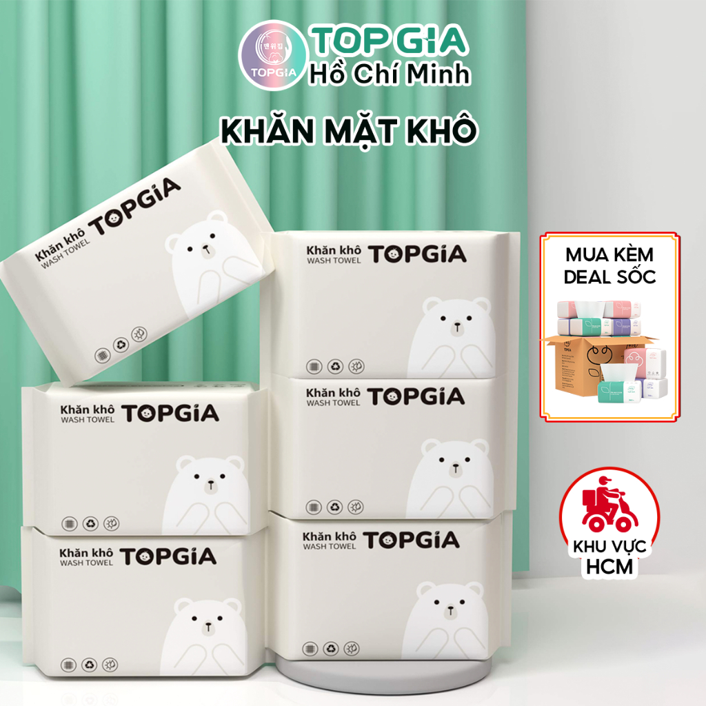 Khăn mặt khô Top gia dùng 1 lần, khăn mặt rút siêu mềm mịn, an toàn cho da