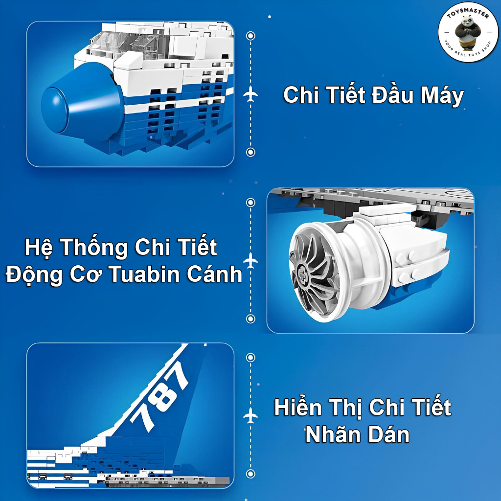 Đồ Chơi Lắp Ráp Xếp Hình Mô Hình Máy Bay Chở Khách AirPlant Boeing 787 Dreamliner DK80009 Với 1353 Mảnh Ghép