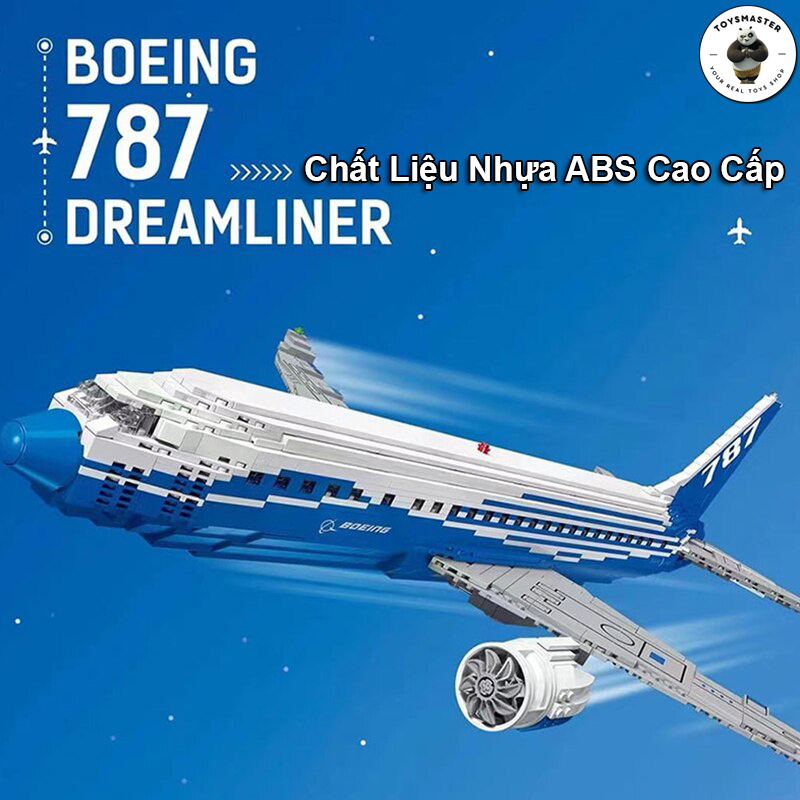 Đồ Chơi Lắp Ráp Xếp Hình Mô Hình Máy Bay Chở Khách AirPlant Boeing 787 Dreamliner DK80009 Với 1353 Mảnh Ghép