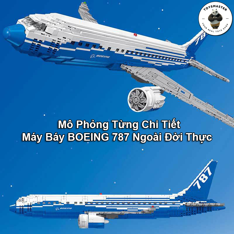Đồ Chơi Lắp Ráp Xếp Hình Mô Hình Máy Bay Chở Khách AirPlant Boeing 787 Dreamliner DK80009 Với 1353 Mảnh Ghép
