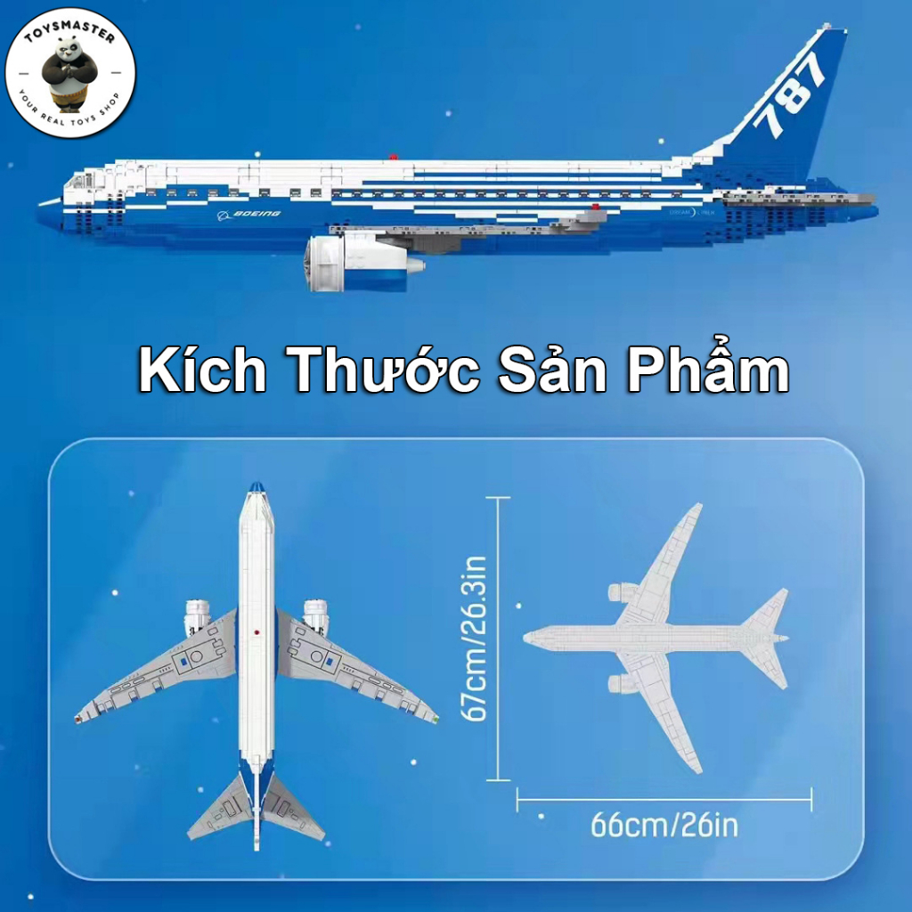 Đồ Chơi Lắp Ráp Xếp Hình Mô Hình Máy Bay Chở Khách AirPlant Boeing 787 Dreamliner DK80009 Với 1353 Mảnh Ghép
