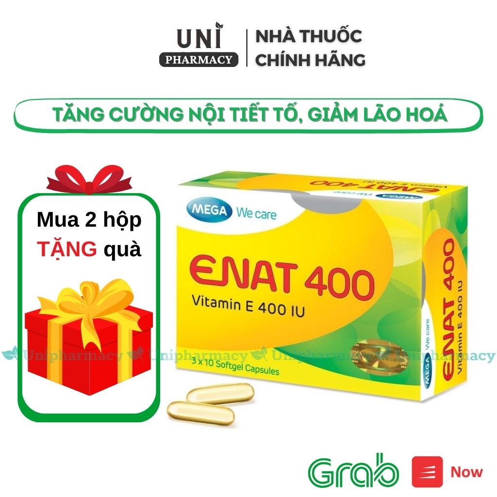 ENAT 400 - Natural Vitamin E 400 UI (Hộp 30 viên) - Viên uống giúp da căng mịn, chống oxy hoá, tăng nội tiết