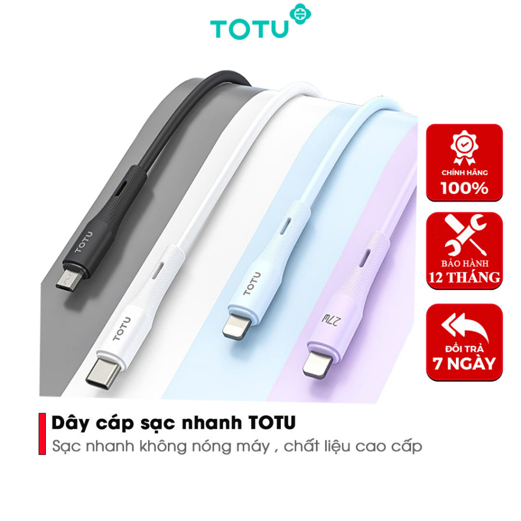 Cáp Sạc Nhanh Pd 27W Chính Hãng Totu Bpd - 013 . Có Mầu Sắc