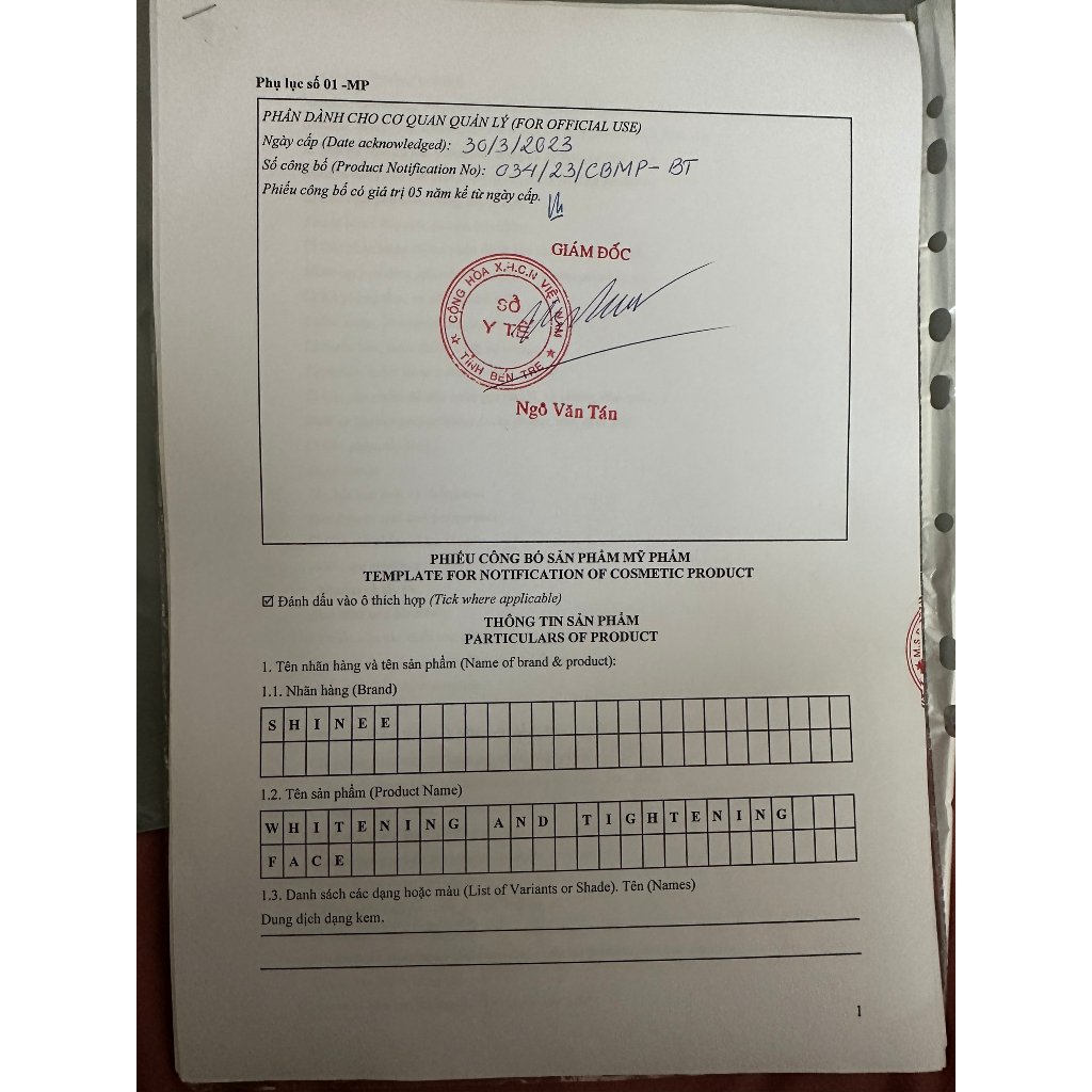 Kem Dưỡng Trắng Da Dành Cho Da Mặt - Cream Face - WHITENINGAND TIGHTENING FACE - SHINEE