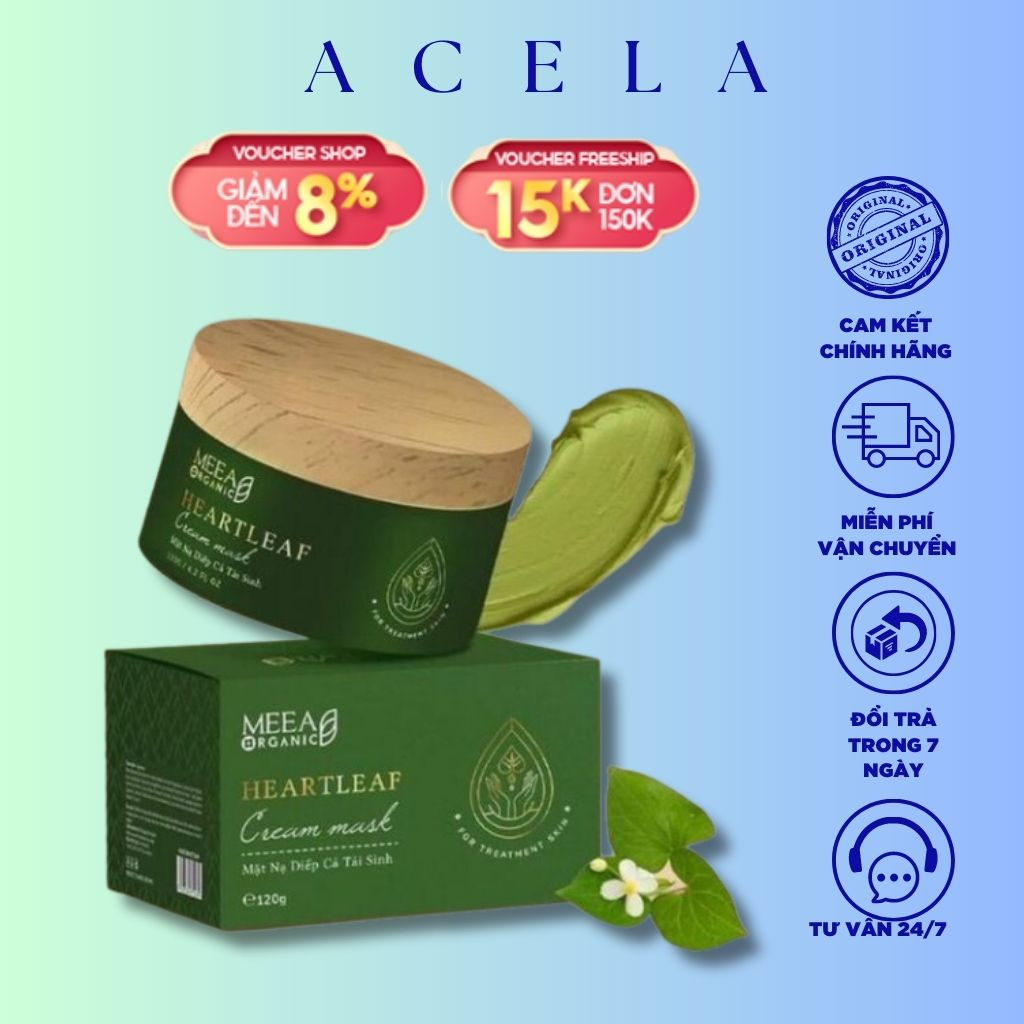 Mặt Nạ Diếp Cá Tái Sinh MeeA Organic 120g Dưỡng Trắng Da Giảm Mụn, Thâm, Se Khít Lỗ Chân Lông_ACELA STORE