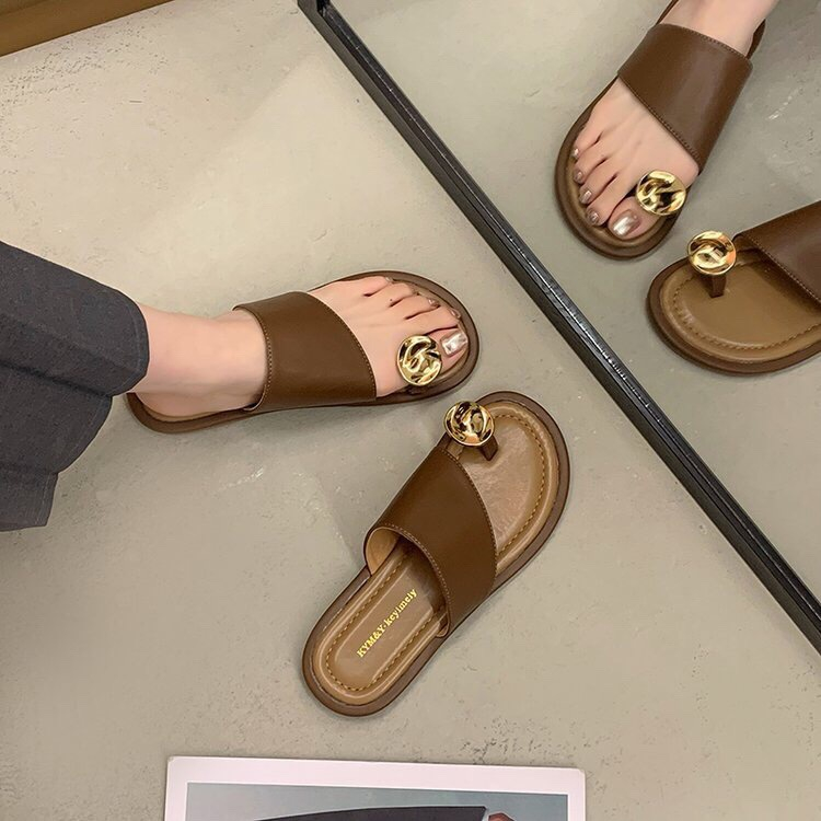 Dép xỏ ngón khuy tròn quai ngang đế dẻo da mềm FULL HỘP siêu xinh dành cho nữ