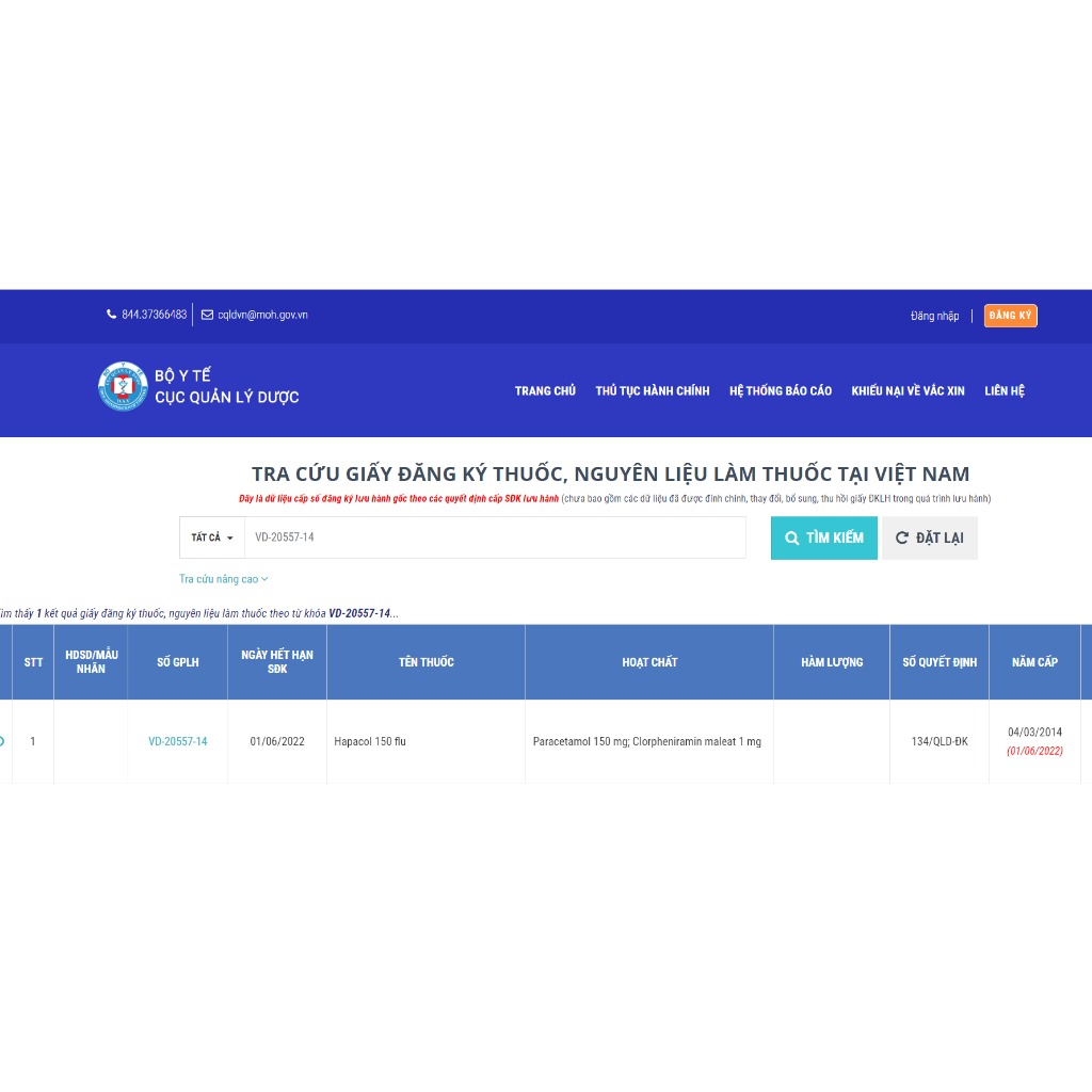 Bột sủi Hapacol 150mg DHG