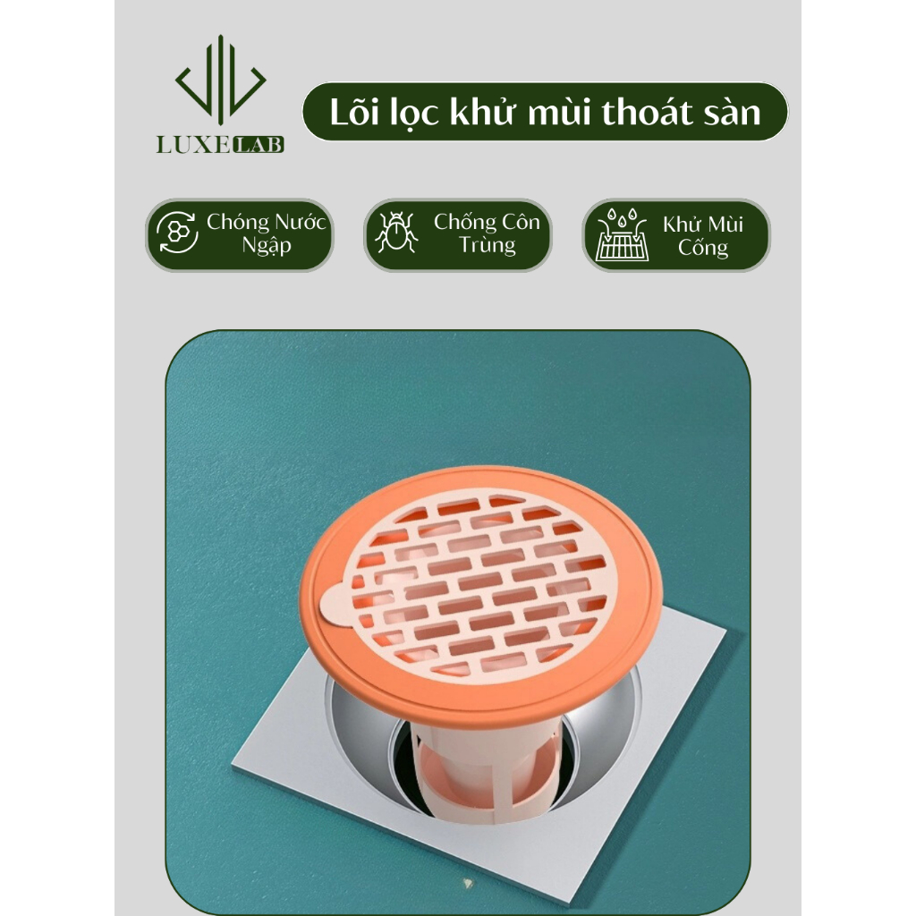 Bộ Nắp Ga Thoát Sàn Ngăn Mùi Hôi Cống, Lọc Tóc Và Chặn Côn Trùng LUXELAB 12113