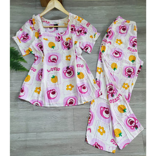 Bộ tole lanh dài cổ vuông phối bèo tay ngắn size từ