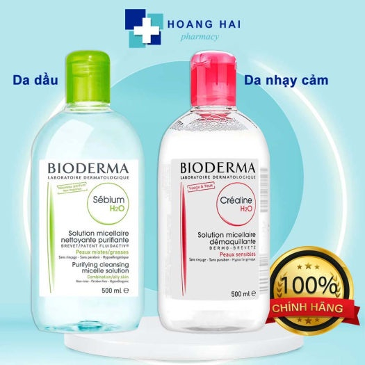 Nước tẩy trang bioderma 500ml cho da dầu, da khô và da nhậy cảm
