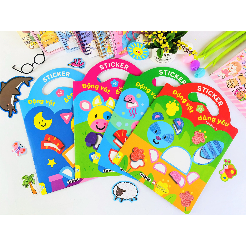 Sách - Combo 4 cuốn Sticker Động Vật Đáng Yêu - Dành cho bé 2-5 tuổi - ndbooks