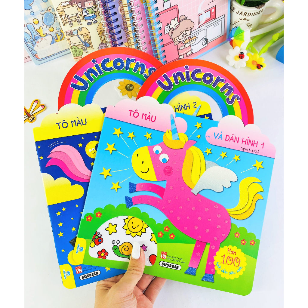 Sách - Unicorns Tô Màu Và Dán Hình - Hơn 100 hình dán siêu xinh - ndbooks