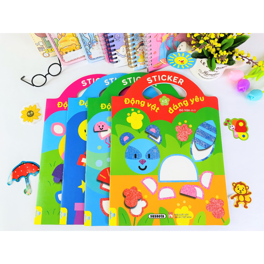Sách - Combo 4 cuốn Sticker Động Vật Đáng Yêu - Dành cho bé 2-5 tuổi - ndbooks