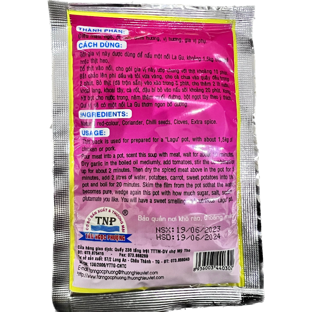 Gia Vị Nấu Lagu gói 20g Tân Ngọc Phượng Tan Ngoc Phuong