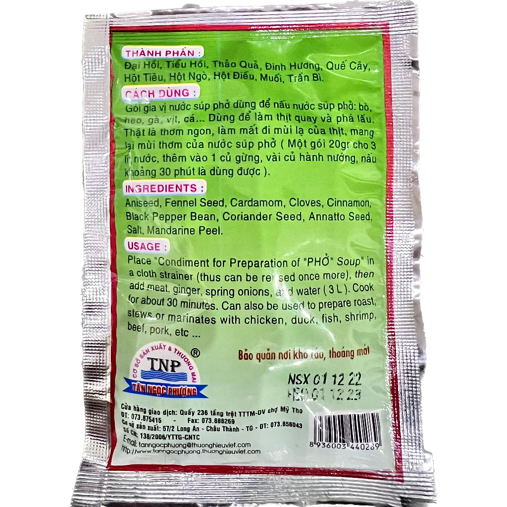 Gói gia vị nấu phở 20g Tân Ngọc Phượng Tan Ngoc Phuong
