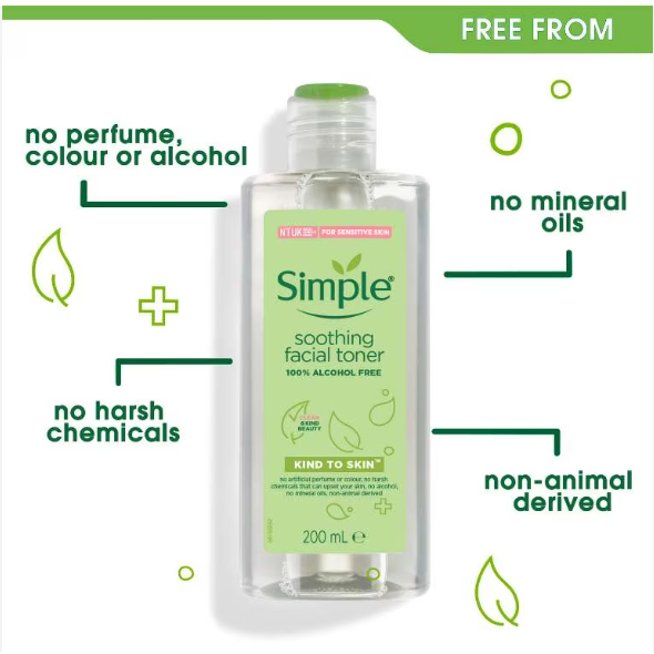Nước hoa hồng Simple Kind To Skin Soothing Facial Toner 200ml