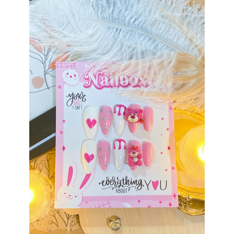 Nailbox thiết kế gấu hồng xinh xắn