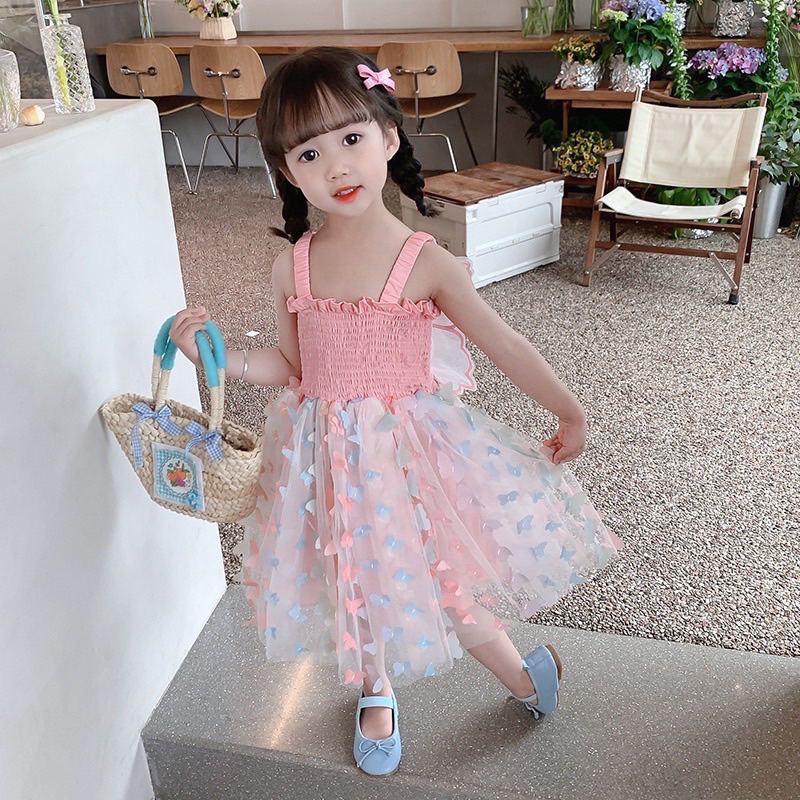 Váy bé gái,váy họa tiết hoa nổi cực xinh cho bé yêu C11