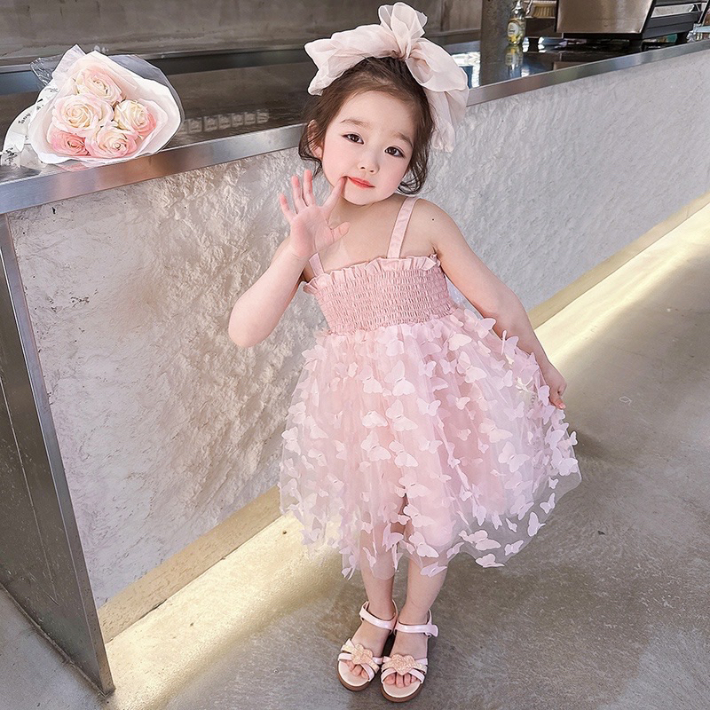 Váy bé gái,váy họa tiết hoa nổi cực xinh cho bé yêu C11