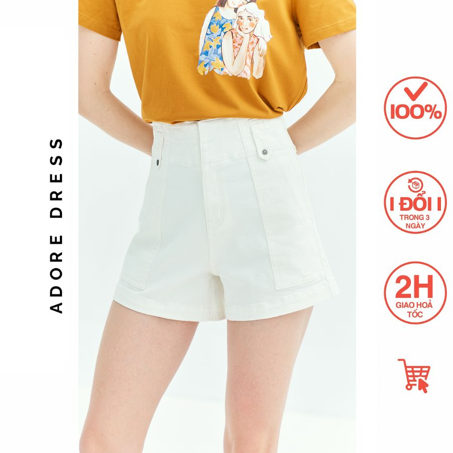 Quần Shorts casual style denim trơn trắng túi ốp 2 bên 313SO1010 ADORE DRESS