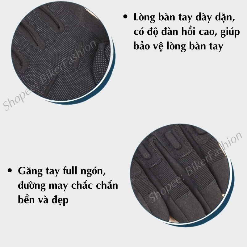 Găng tay dài ngón nam đi xe máy, Bao tay full ngón Blackhawk đi phượt
